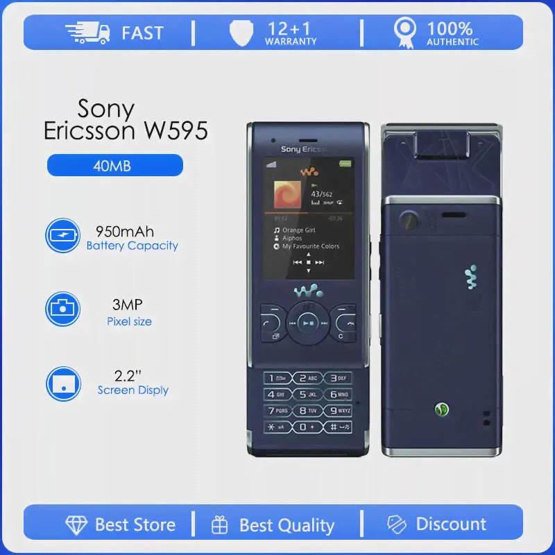 Sony Ericsson W595 Восстановленный-Оригинальный Разблокированный W595 FM-радио, камера 3,15 Мп, хорошее качество, мобильный телефон, бесплатная доставка